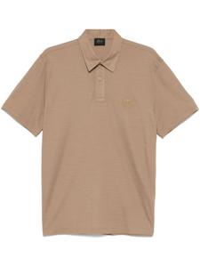 Brioni рубашка поло с вышитым логотипом, коричневый