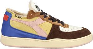 Мужские кроссовки Diadora Mi Basket Row Cut Choco Breakfast с перфорацией и шнуровкой, повседневные - синие, коричневые, розовые, желтые
