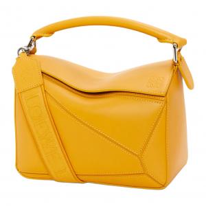 Loewe Женская атласная сумка-мессенджер Puzzle из натуральной коровьей кожи, размер S, цвет «подсолнечно-желтый»