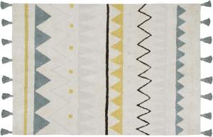 Ковер Lorena Canals, 140 x 201 см, Azteca Natural-Vintage Blue — натуральный, желтый, Vintage Blue, жемчужно-серый, темно-серый — ковры — ворс: 97% хлопок, 3% другие волокна|основа: переработанный хлопок