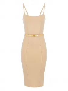 Платье миди с поясом Elisabetta Franchi, нейтральный