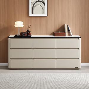 Quanu Комод настенный для спальни из закаленного стекла, 9 ящиков, светлый кофейный цвет