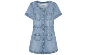 Self-portrait Женское платье с коротким рукавом Self portrait светло-голубой деним