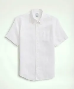 Спортивная рубашка с коротким рукавом из ирландского льна, стандартный крой Brooks Brothers, цвет White