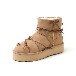 Теплые короткие зимние сапоги женские Yeezyy Reezy, Chestnut Platform