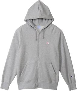 Мужская толстовка Champion C3-W104Z с длинным рукавом, на флисовой подкладке, хлопок, произведено в США, вышивка логотипа One Point, толстовка на молнии с капюшоном, серый