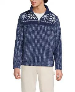 Мужская флисовая толстовка с принтом Anyweather на молнии до середины груди Lands' End