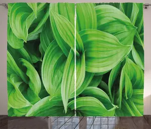 Штора ABAKUHAUS в деревенском стиле с рисунком тропических листьев, универсальная ленточная штора для гостиной с петлями и крючками, 280 x 225 см, цвет лаймовый Abakuhaus