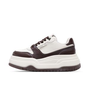 ST&SAT Женские низкие скейтерские туфли для увеличения роста бело-коричневые, цвет White Brown