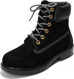 Женские ботильоны на шнуровке Cape Robbin из замшевой кожи с коровьей кожи, противоскользящие - Ботинки в стиле милитари, водоотталкивающие, осенние мото-ботинки, зимние военные ботинки для женщин (Alecia.A), Black