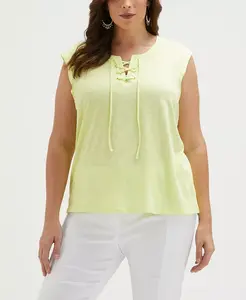 Майка без рукавов со шнуровкой больших размеров ELLA Rafaella, желтый