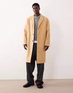 Длинное пальто из искусственной шерсти цвета верблюжьей шерсти Asos Design