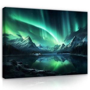 Картина на холсте Wallarena Aurora borealis Landschaft, 60x40x2 см, многоцветный