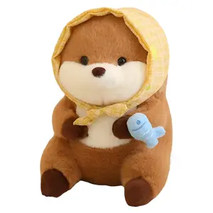 Плюшевая кукла капибара для любителей рыбалки, головная повязка, цилиндр, высота 30 см AORUNJU