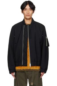 Блузон-бомбер из костюмной ткани Sacai, черный