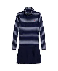 Детское платье-водолазка в полоску для девочек 7-16 лет Polo Ralph Lauren, синий