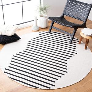 Ковер SAFAVIEH, 183 x 183 см, Montauk Collection, Ivory & Black, ручной работы, плоское плетение, бохо-фермерский стиль, хлопок, современная полоска, идеально для помещений с высокой проходимостью в гостиной, спальне (MTK313A)