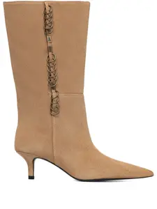 Ботинки с заострённым носком, цепочкой и каблуком 55 мм Patrizia Pepe, бежевый