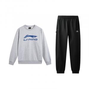 LiNing Повседневная спортивная одежда унисекс, heather серый top+черный pants