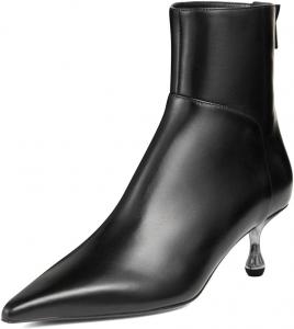 Женские ботильоны с закрытым носком, острым мысом, на щиколотку, с задними молниями, низкий металлический каблук, короткие ботинки, стильные деловые рабочие туфли, размеры 4-16 США Wo wagas, Black