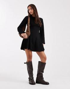 Супермягкое мини-платье годе с длинными рукавами ASOS DESIGN черного цвета