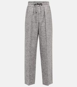 Брюки с высокой талией из смесовой хлопковой ткани Marant Etoile, серый