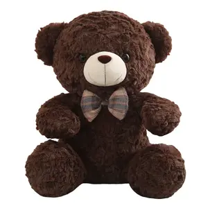 Плюшевый мишка с бантиком, высота 35см/50см/60см OU DI PIG, темно-коричневый