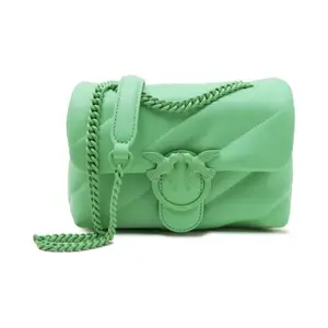 Кожаная сумка через плечо Love Puff Mini Cl Pinko, зеленый