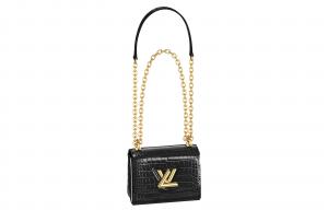 LOUIS VUITTON Сумка-цепочка из кожи крокодила Twist Short Snouted, кроссбоди, наплечная сумка Women's Black