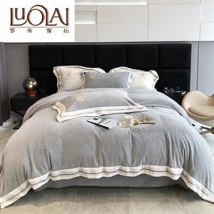 LUOLAI HOME Простыня 200 см, для одеяла 220x240 см, ML-velvet-gray