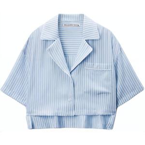 Полосатая укороченная рубашка T Alexander Wang, синий