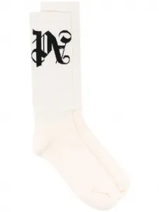 Жаккардовые носки с монограммой Palm Angels, нейтральный