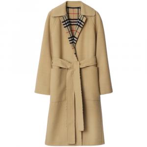 Проверь двустороннее шерстяное пальто Burberry, льняное