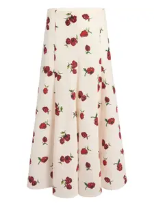 Юбка миди Lenno с цветочным принтом и складками Khaite, кремовый