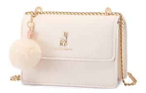 Маленькая квадратная сумка на цепочке через плечо кросс-боди женская экрю/черная/розовая Miffy