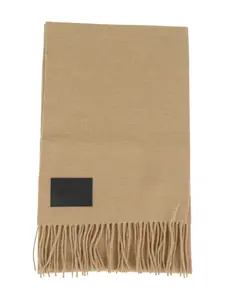 Шарф с бахромой и нашивкой-логотипом Hogan, нейтральный