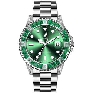 KANGOL Часы Diver Quartz Movement Stainless Steel Watchband Watch Men's Watch Green Dial, Green Dial
