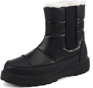 Мужские и женские зимние снегоступы, водонепроницаемые, с теплой флисовой подкладкой, зимние походные ботинки до щиколотки, противоскользящие, подходят для холодной погоды, прогулок, работы и спорта Generic, черный