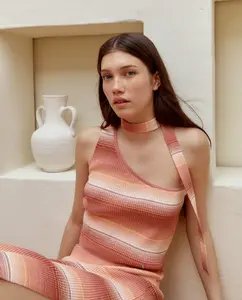 Женский асимметричный топ в полоску Green Coast, зеленый