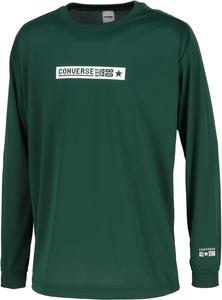 Футболка с длинными рукавами Converse CB252360L с принтом, влагоотводящая, быстросохнущая, зеленый