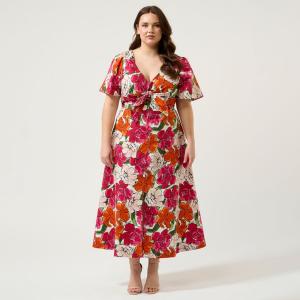 Платье-миди Nadja с запахом спереди, больших размеров ESTELLE, Orange print