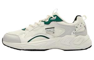 Амортизирующие износостойкие низкие кроссовки для бега мужские белые зеленые QIAODAN