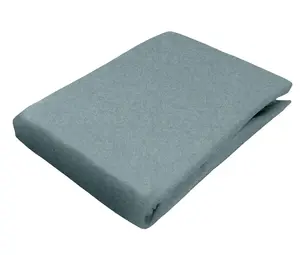 Простыня на резинке фланелевая, меланжевая, 140 х 200 см, бирюзовая, 100% хлопок, матрасы высотой до 25 см, спальное место sleepling