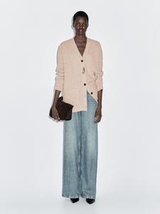 Кардиган из 100% шерсти Massimo Dutti, бежевый