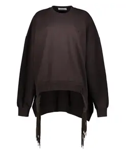 Хлопковая толстовка с ребристым воротником и асимметричным низом. Ambush, коричневый