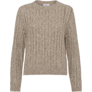 Свитер, украшенный пайетками Brunello Cucinelli, светлый umber