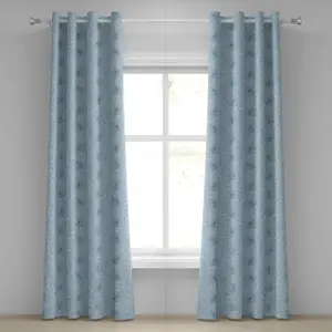 Шторы на люверсах ABAKUHAUS Георгины, монохромный пастельный узор в стиле ретро с лепестками водяного тростника и принтом цветочков в форме дисков, декоративные двухпанельные шторы, 280 см x 260 см, синий Abakuhaus