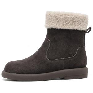 Женские зимние полусапоги DAPHNE с отворотом, кофейный