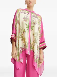 Туника с принтом пейсли и пуговицами спереди LUISA SPAGNOLI, розовый