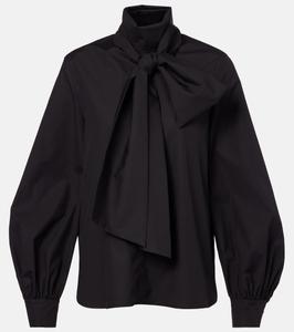 Блуза из хлопковой смеси Bosforo с бантовыми деталями Max Mara, черный